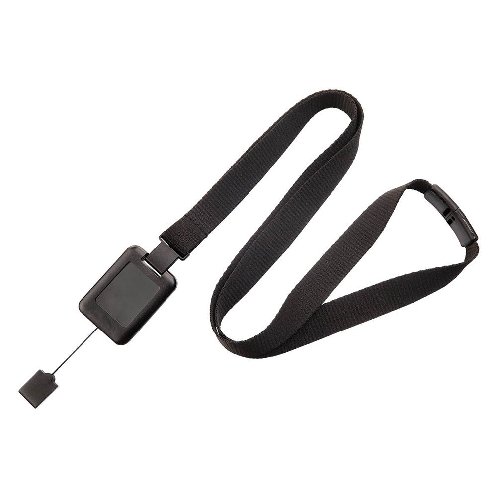 5/8'' Black SlimReel System Lanyard & Badge Reel Combination - 100 per pack