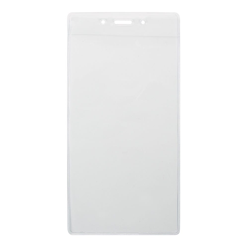 Vertical Event Size Clear Vinyl Badge Holders with Slot and Chain Holes - 100 per Pack