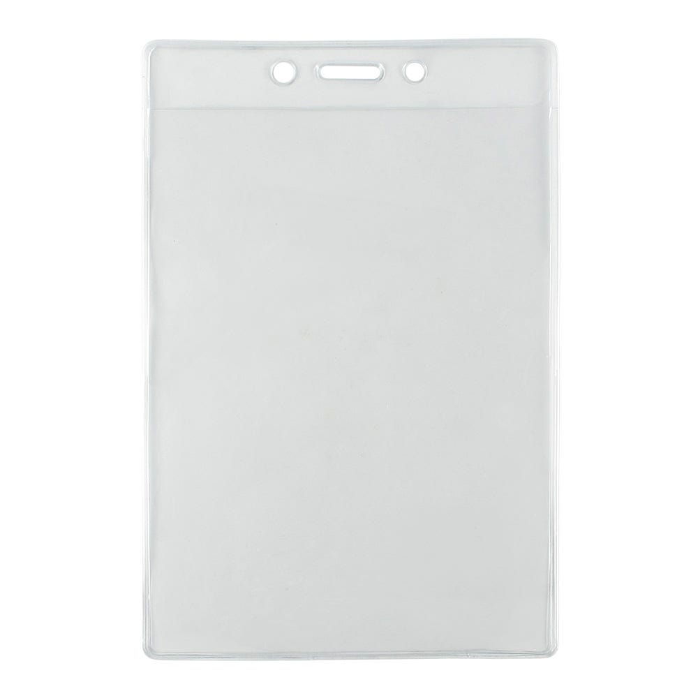 100 Event Size Vertical Clear Vinyl Badge Holders with Slot and Chain Holes