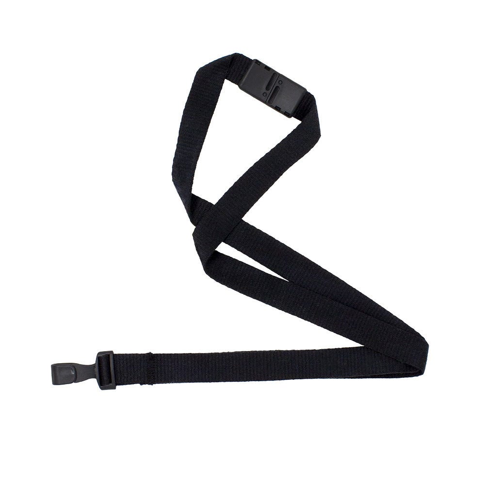 Black 5/8" NextLife Compostable Lanyard with Organic Based Clip and Safety Breakaway - 100 Per Pack