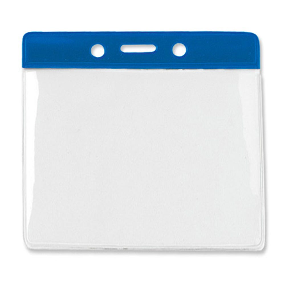 Royal Blue Bar - Horizontal - Clear Vinyl Badge Holder - 100 per pack