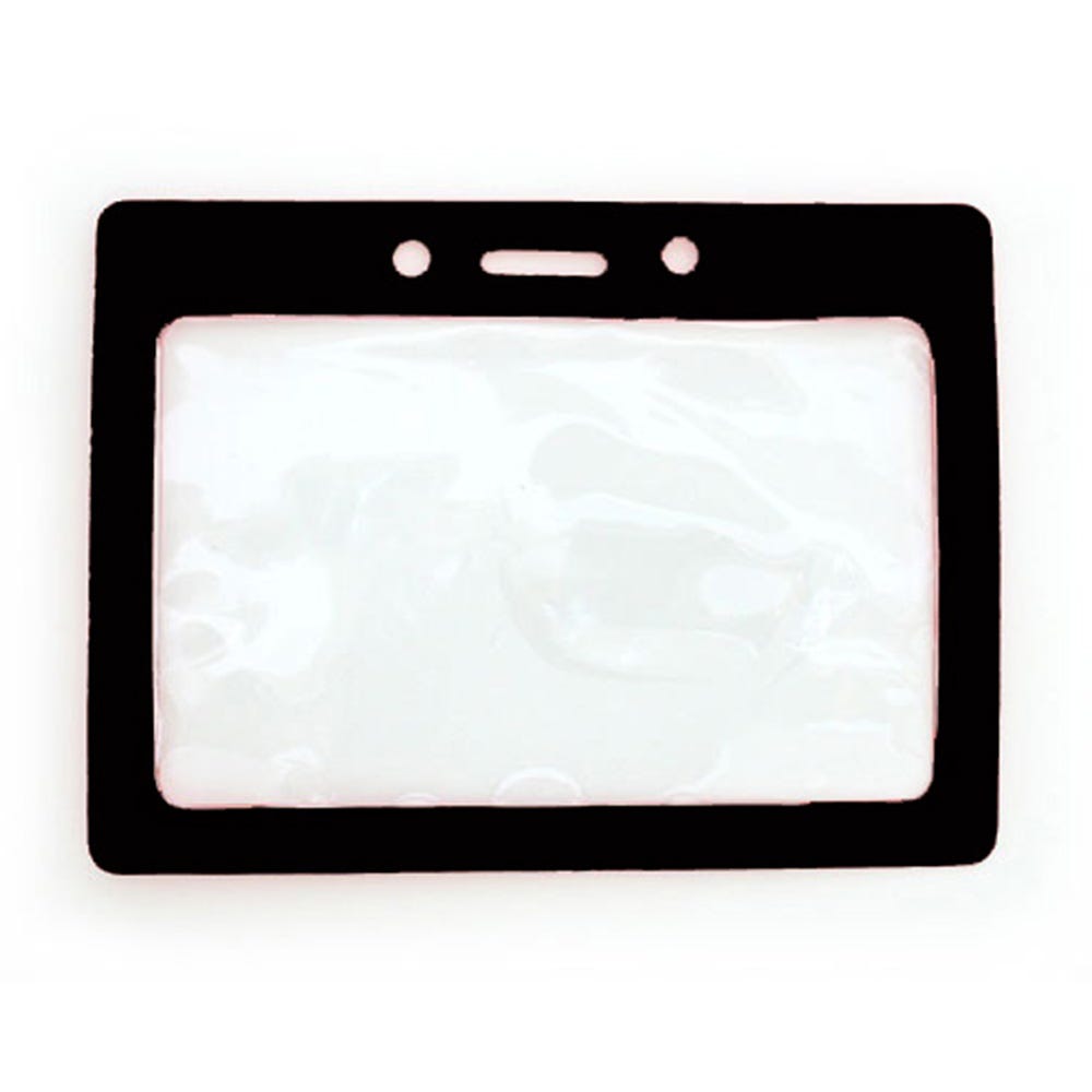 Black Color Frame - Horizontal - Clear Vinyl Badge Holder - 100 per pack