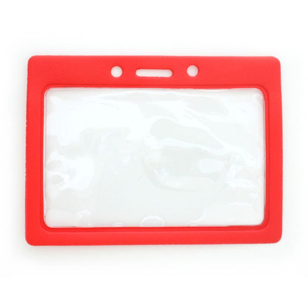 Red Color Frame - Horizontal - Clear Vinyl Badge Holder - 100 per pack