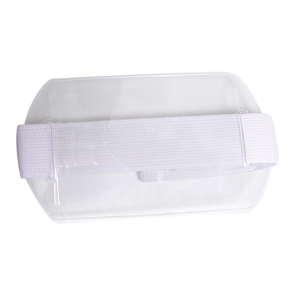 Arm Band - Horizontal - Clear Vinyl Badge Holder with White Strap - 25 per pack