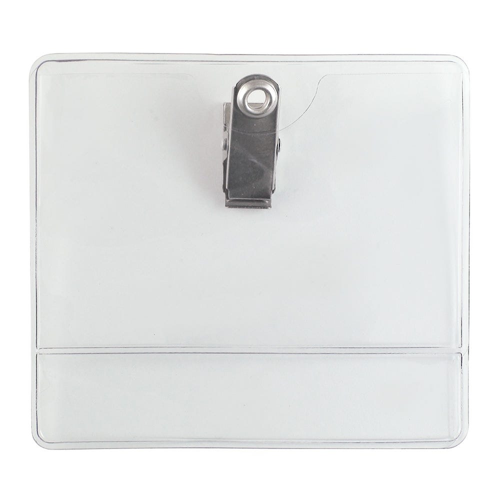 Horizontal Clear Vinyl Name Tag Holders (100-Pack)