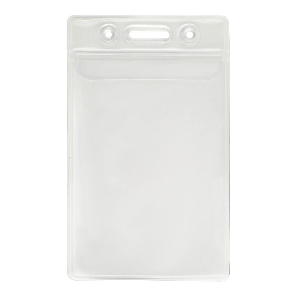 Fold-Over Flap - Vertical - Clear Vinyl Badge Holder - 100 per pack