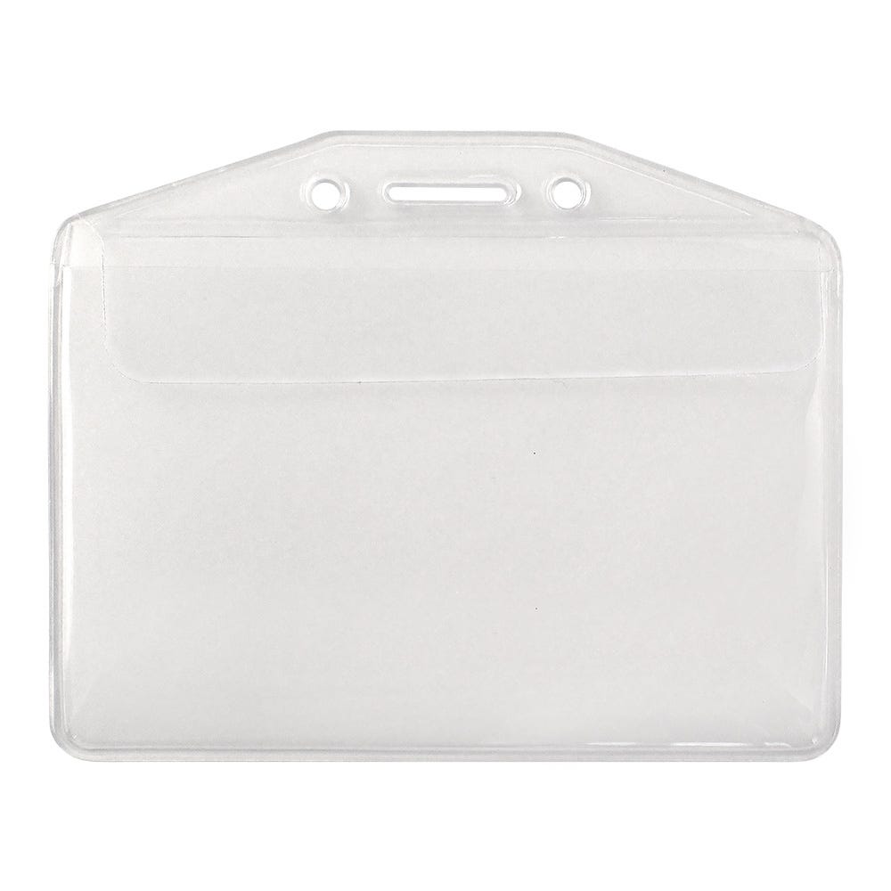 100-Pack of Vertical Fold-Over Flap Clear Vinyl Badge Holders