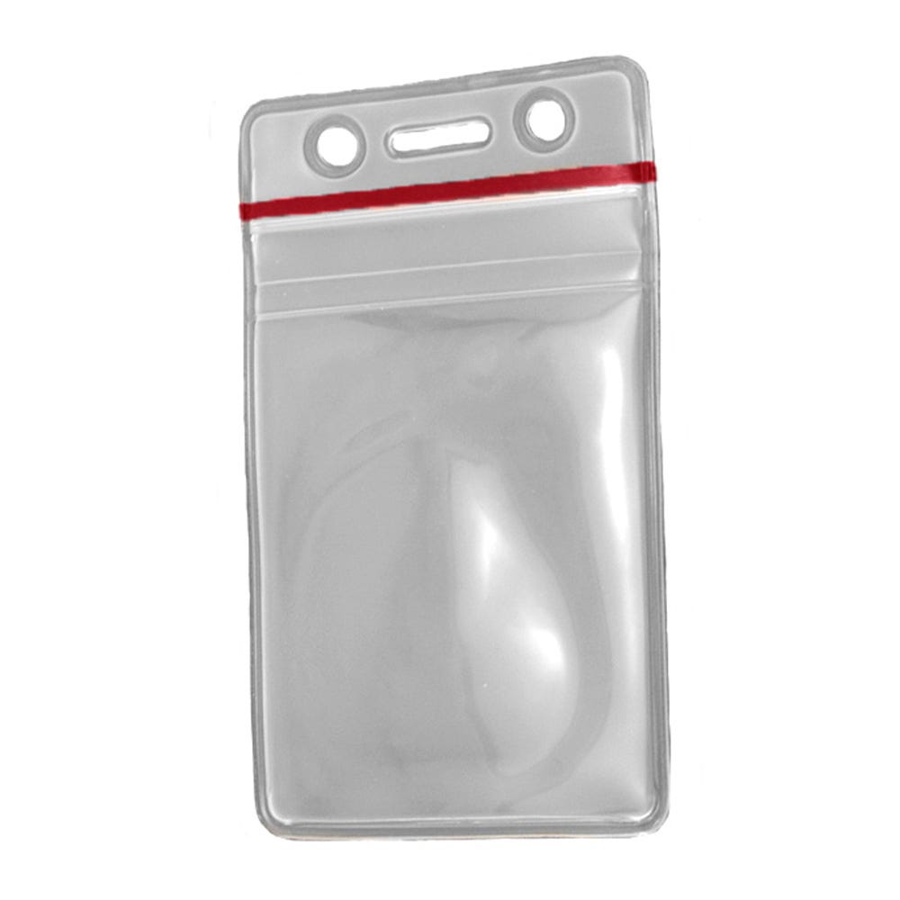 Vertical Badge Holder w/ Zipper Closure - Slot and Chain Holes - 1000 per pack