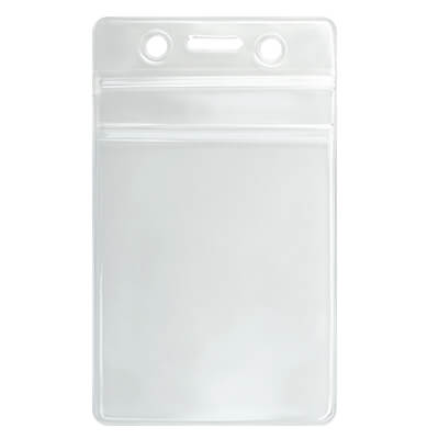 Clear Vinyl Vertical Badge Holder with Clear Zip-Lock Closure - 100 pack