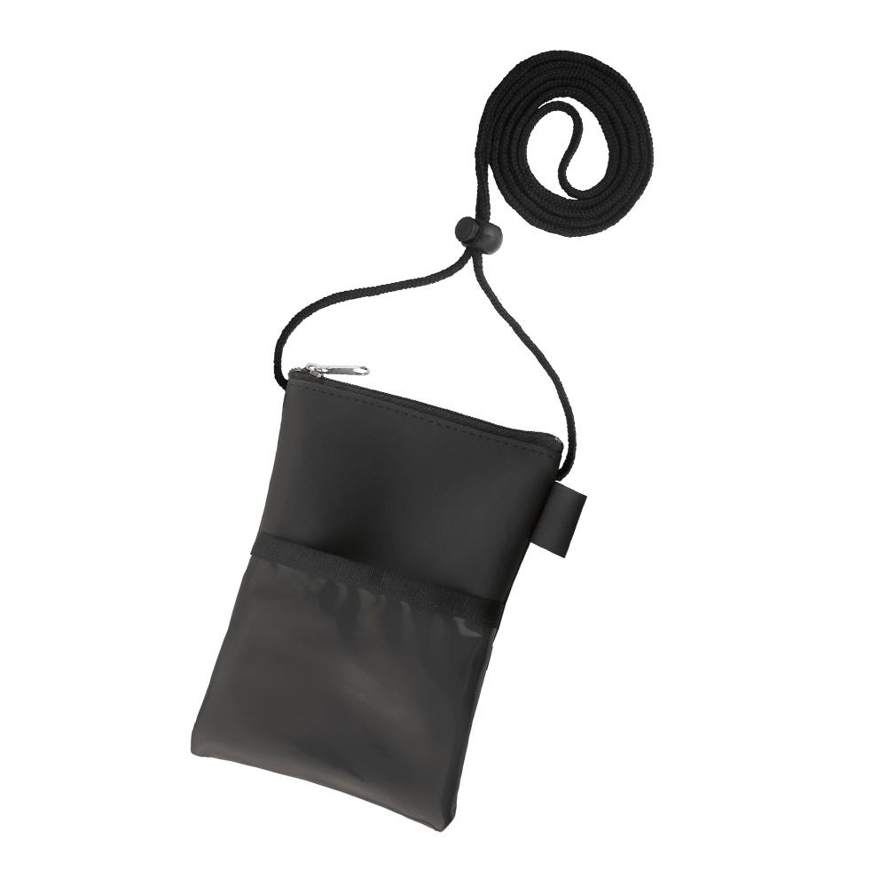 Black Nylon 3-Pocket Credential Wallet Holder w/ Neck Cord - 25 per pack