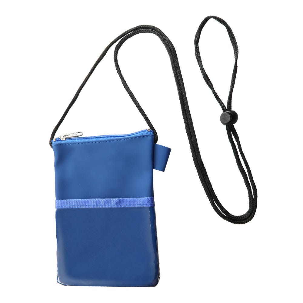 Blue Nylon 3-Pocket Credential Wallet Holder w/ Neck Cord - 25 per pack
