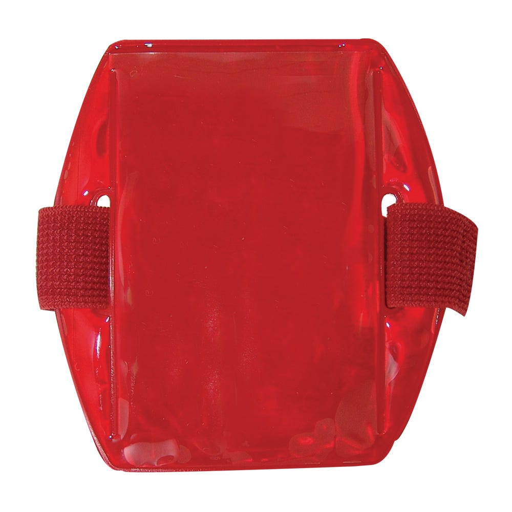 Arm Band - Vertical - Reflective Red Vinyl Badge Holder with Red Strap - 25 per pack
