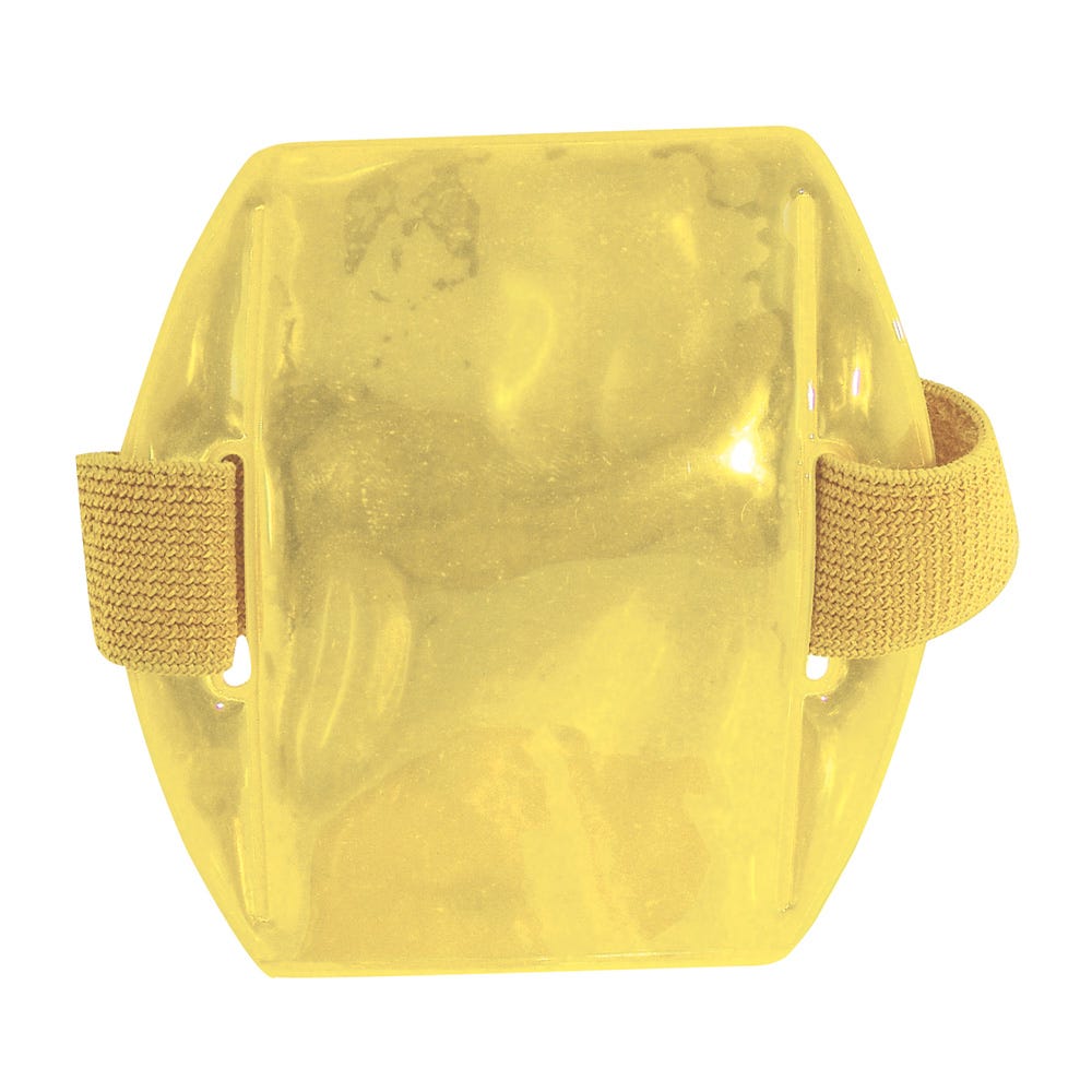 Arm Band - Vertical - Reflective Yellow Vinyl Badge Holder with Yellow Strap - 25 per pack