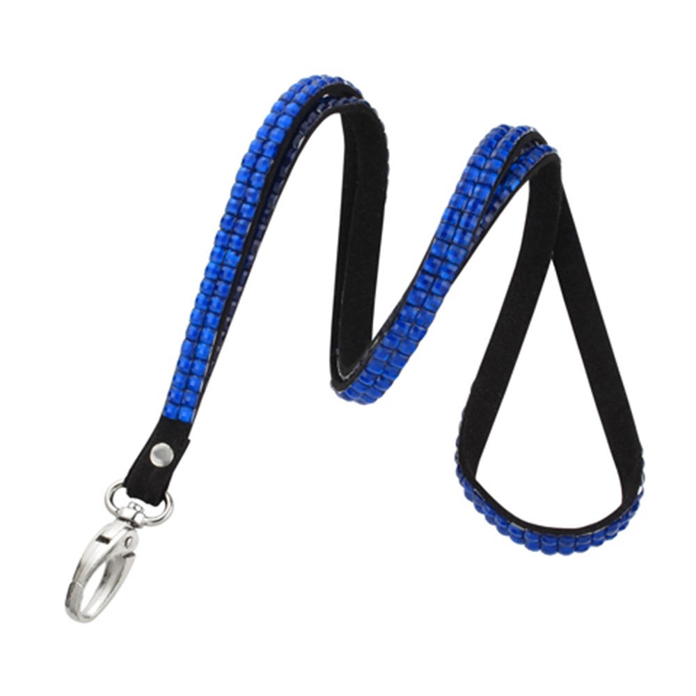 3/8'' Blue Rhinestone Non-Breakaway Lanyard w/ Lobster Claw Attachment - 10 per pack