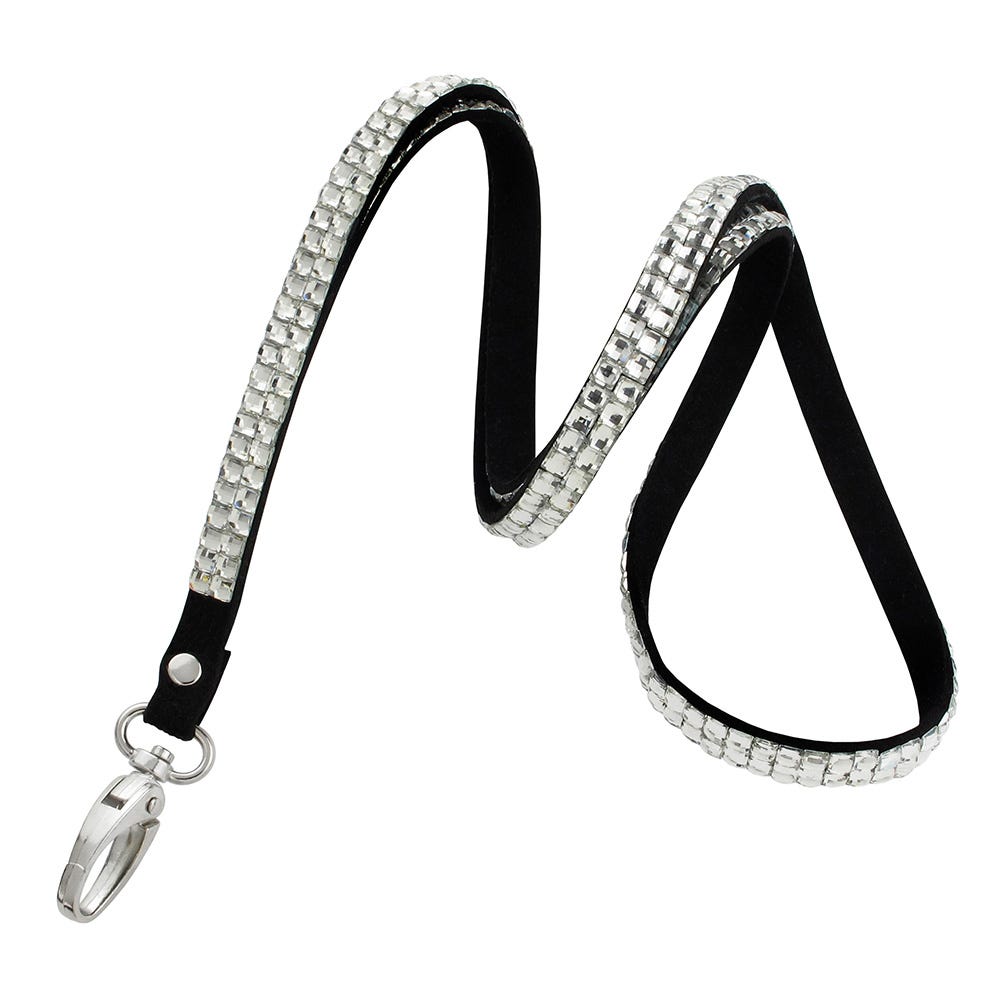 3/8'' Clear Rhinestone Non-Breakaway Lanyard w/ Lobster Claw Attachment - 10 per pack