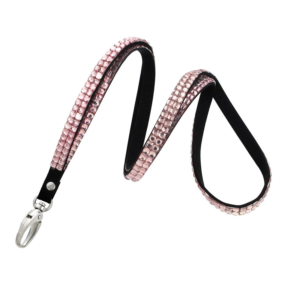 3/8'' Pink Rhinestone Non-Breakaway Lanyard w/ Lobster Claw Attachment - 10 per pack