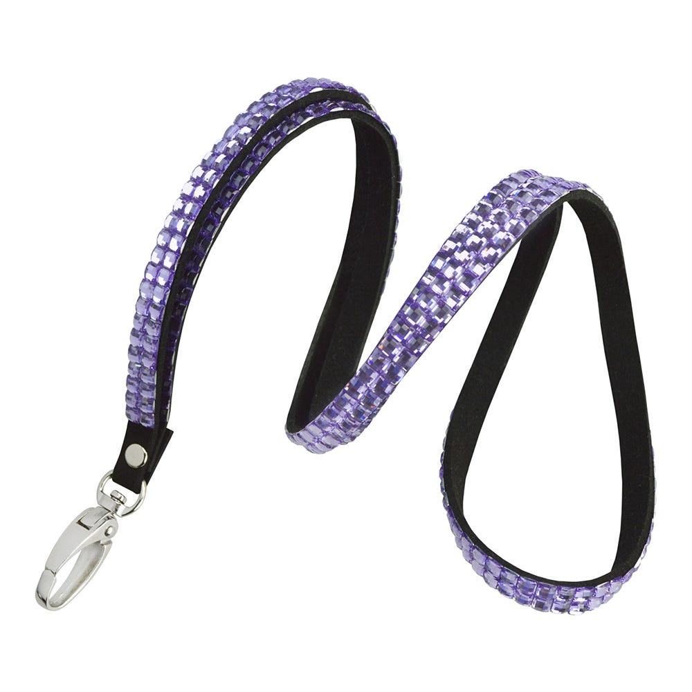 3/8'' Purple Rhinestone Non-Breakaway Lanyard w/ Lobster Claw Attachment - 10 per pack