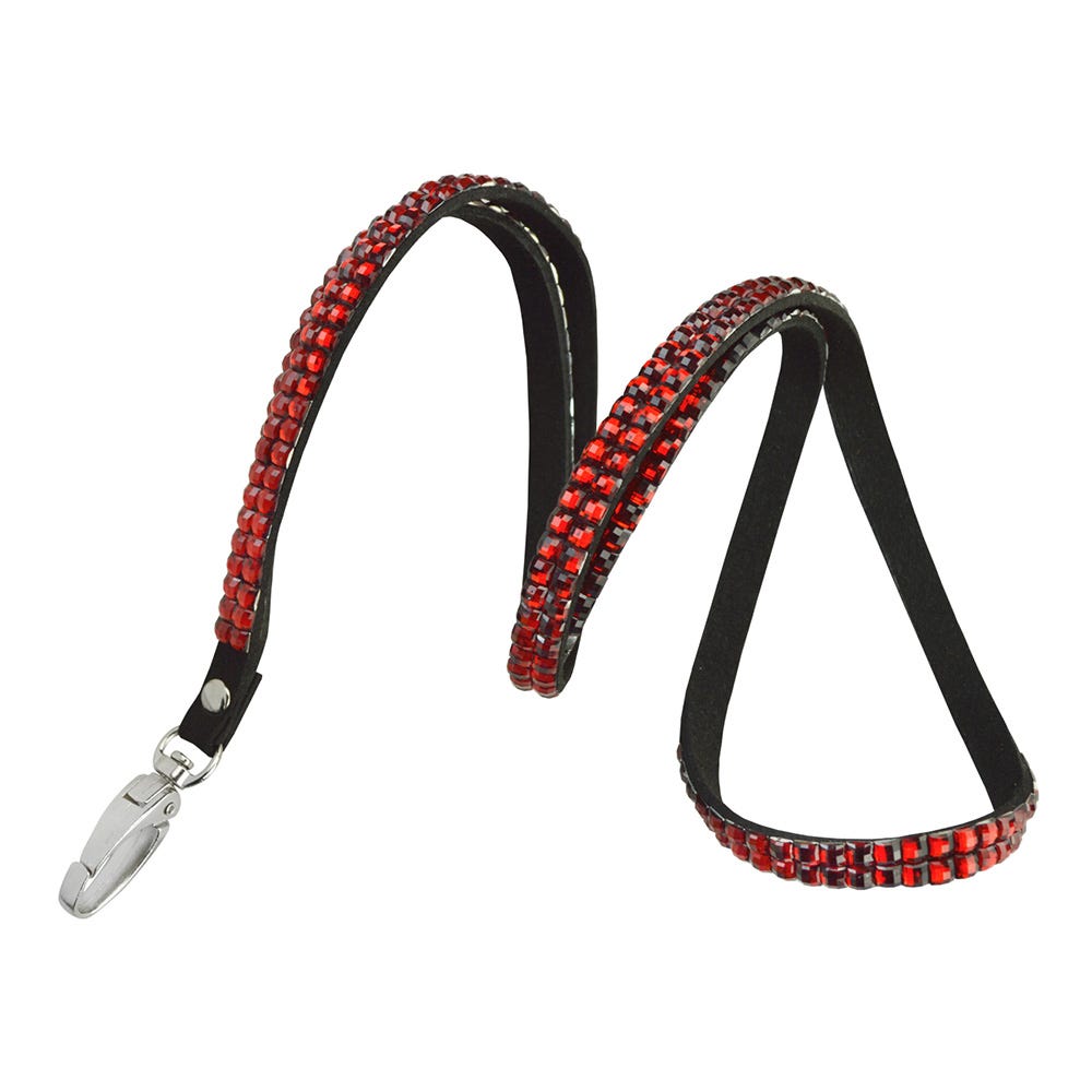 3/8'' Red Rhinestone Non-Breakaway Lanyard w/ Lobster Claw Attachment - 10 per pack