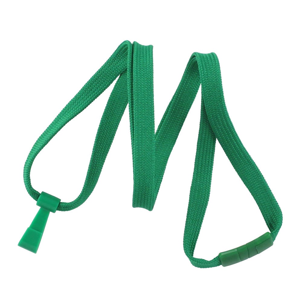 3/8 Green Breakaway Lanyard with Wide Plastic Hook - 100 per pack
