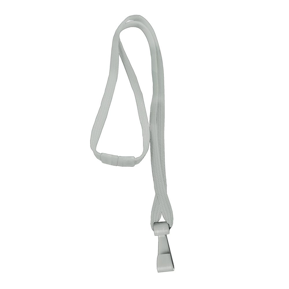 3/8 White Breakaway Lanyard with Wide Plastic Hook - 100 per pack