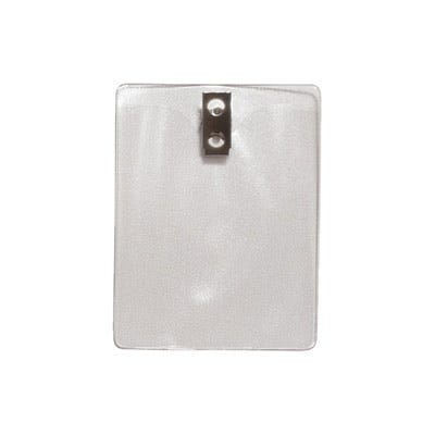 Clear Vinyl - Vertical - Badge Holder w/ 2 Hole Clip - 100 per pack