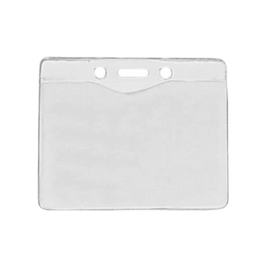 Texturized Clear Vinyl Horizontal Badge Holder w/ Slot & Chain Holes - 100 per pack