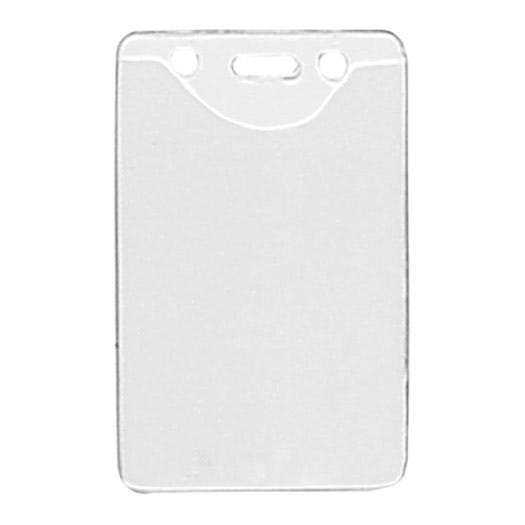 Texturized Clear Vinyl Vertical Badge Holder w/ Slot & Chain Holes - 100 per pack