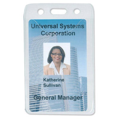 Earth-Friendly - Vertical - Clear Vinyl Badge Holder - 100 per pack