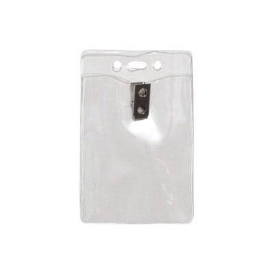 Clear Vinyl - Vertical - Badge Holder w/ Clip - 100 per pack