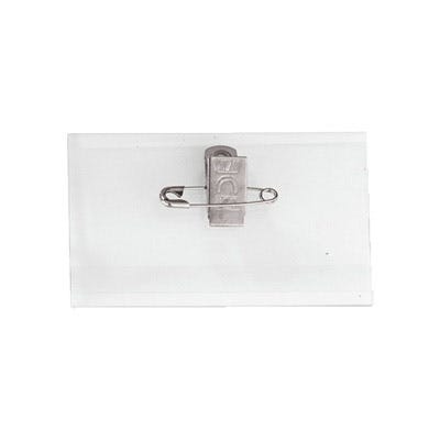 Qty 100 - Clear Name Tag Holder w/ Pin & Clip - Horizontal