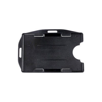 Black Rigid Plastic Horizontal & Vertical Open Face 2-Card Badge Holder - 50 per pack