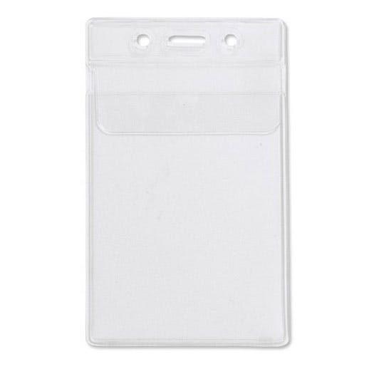 Qty 100 - Clear Vertical Badge Holders w/ Fold-over Flap