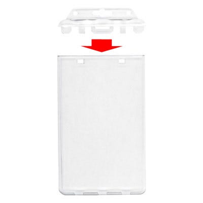 Clear Rigid Poly Vertical Permanent Locking Badge Holder - 50 per pack