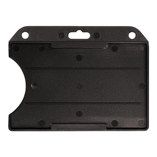 Black Semi-Rigid Plastic Badge Holder - Horizontal - Open-Face - 50