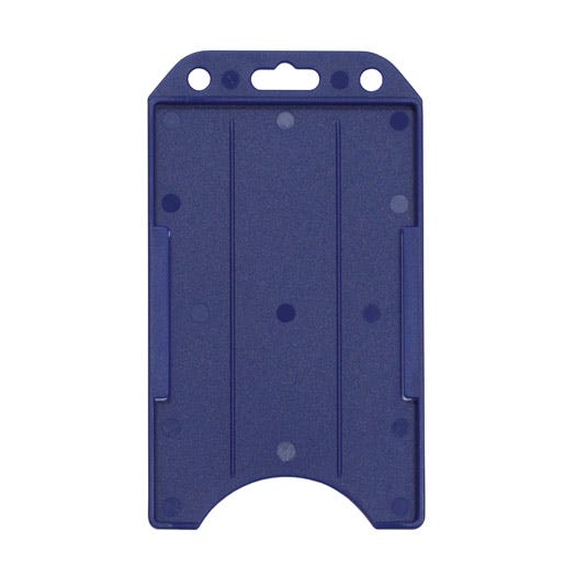 Blue Semi-Rigid Plastic Badge Holder - Vertical - Open-Face - 50 pk