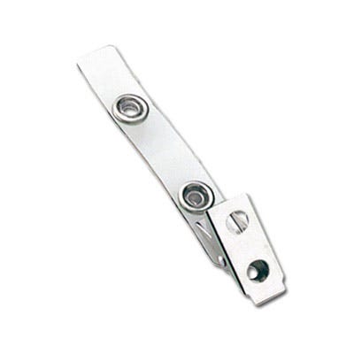 2.75'' Clear Vinyl 2-Hole Badge Clip w/ Large Snaps - 100 per pack