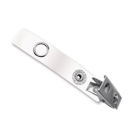 2.75'' White Vinyl 2-Hole Badge Clip - 100 per pack