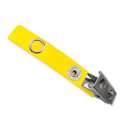 2.75'' Yellow Vinyl 2-Hole Badge Clip - 100 per pack