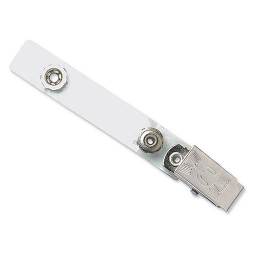 Qty 100 - Clear Vinyl ''U'' Badge Clip w/ Permanent Locking Snap