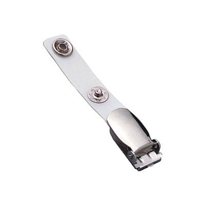 2.75'' Reinforced Opaque White Vinyl Suspender Badge Clip - 100 per pack