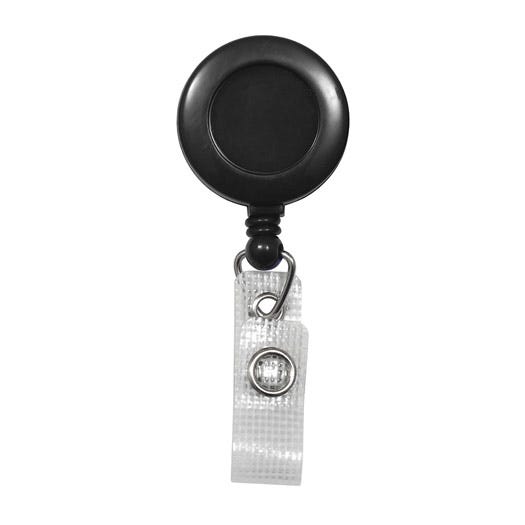 Round Badge Reels - Black - Belt Clip - Durable Strap - 100 per pack