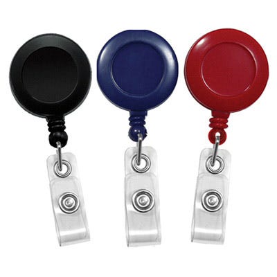 Round Badge Reels - 1.25'' - Belt Clip - Clear Strap - 25 per pack