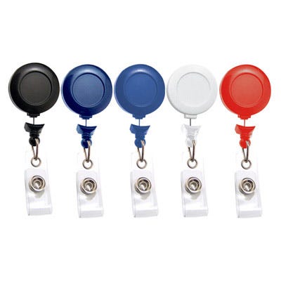 No-Twist Round Badge Reels - 1.25'' - Belt Clip - Clear Strap - 100 per pack