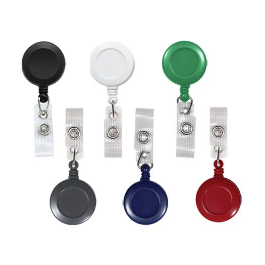 Round Badge Reels - 1.25'' - Belt Clip - Durable Strap - 100 per pack