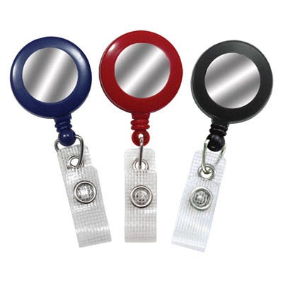 Round Badge Reels w/ Silver Sticker - 1.25'' - Belt Clip - Durable Strap - 25 per pack