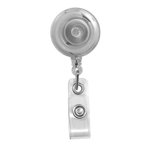 Translucent Badge Reels - Clear - Belt Clip - Clear Strap - 100 pack