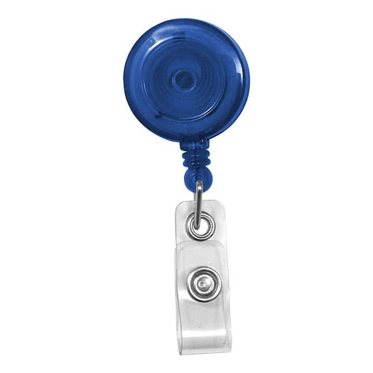 Translucent Badge Reels - Blue - Belt Clip - Clear Strap - 100 pack