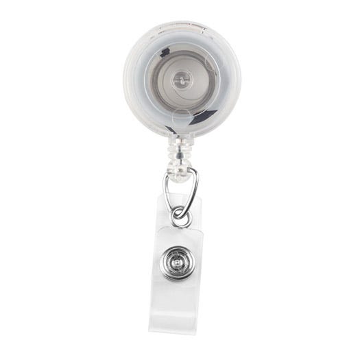 Translucent Badge Reels - Clear - Spring Clip - Clear Strap - 100 pack