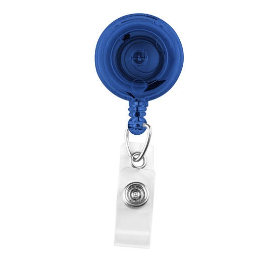 Translucent Badge Reels - Blue - Spring Clip - Clear Strap - 100 pack