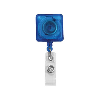 Translucent Square Badge Reels - Spring Clip - Clear Strap - Qty 100